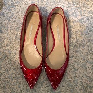 Nicholas Kirkwood Red Studded Flats
